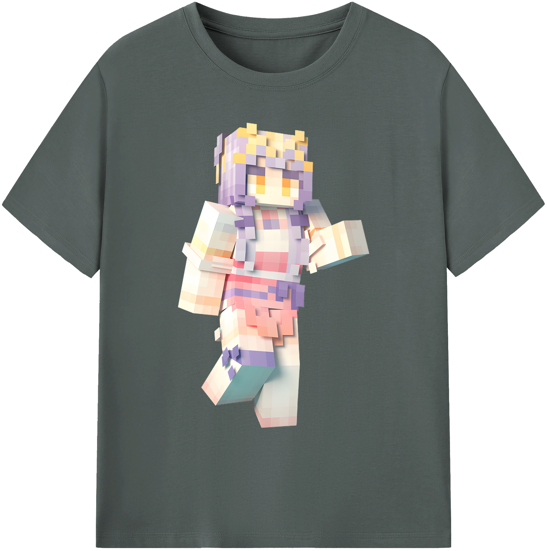 （画像用） マインクラフト ブロックの世界 Minecraft MC Block world 綿100％ メンズ半袖Tシャツ｜肌触りやわらか＆通気性